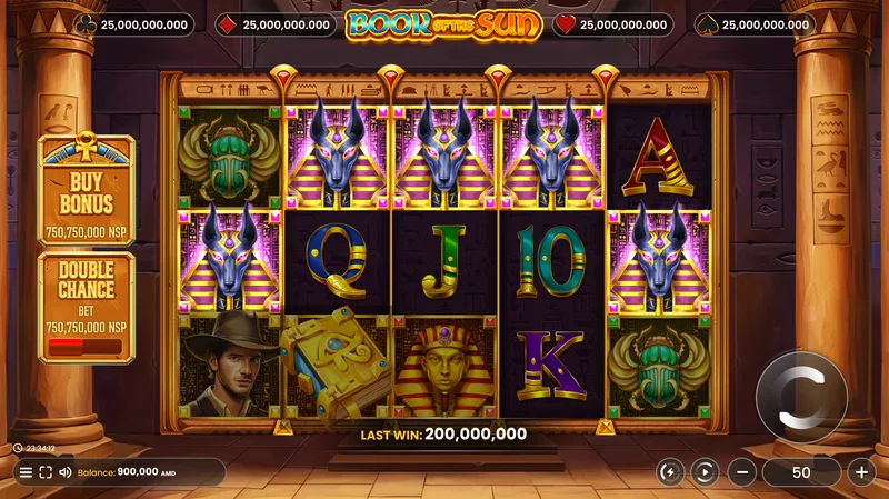 Book of the Sun slot gameplay — Egyptian book genre reels