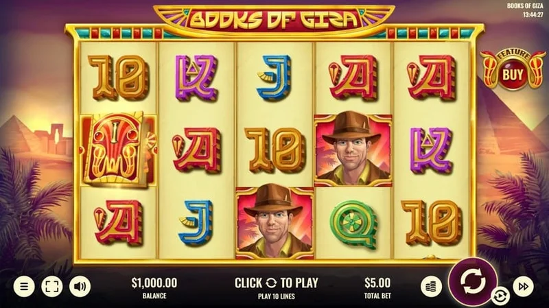 Books of Giza slot gameplay — Egyptian book bonus reels