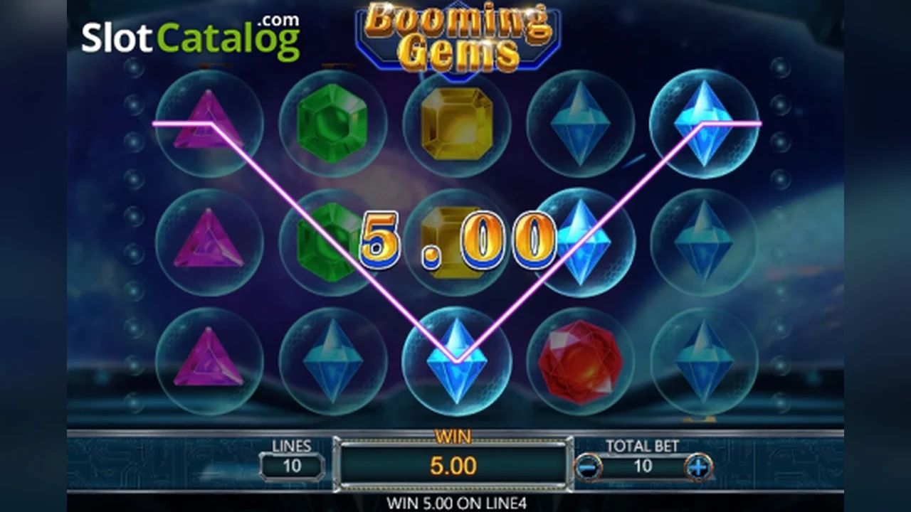 Booming Gems loaded gameplay interface with active controls