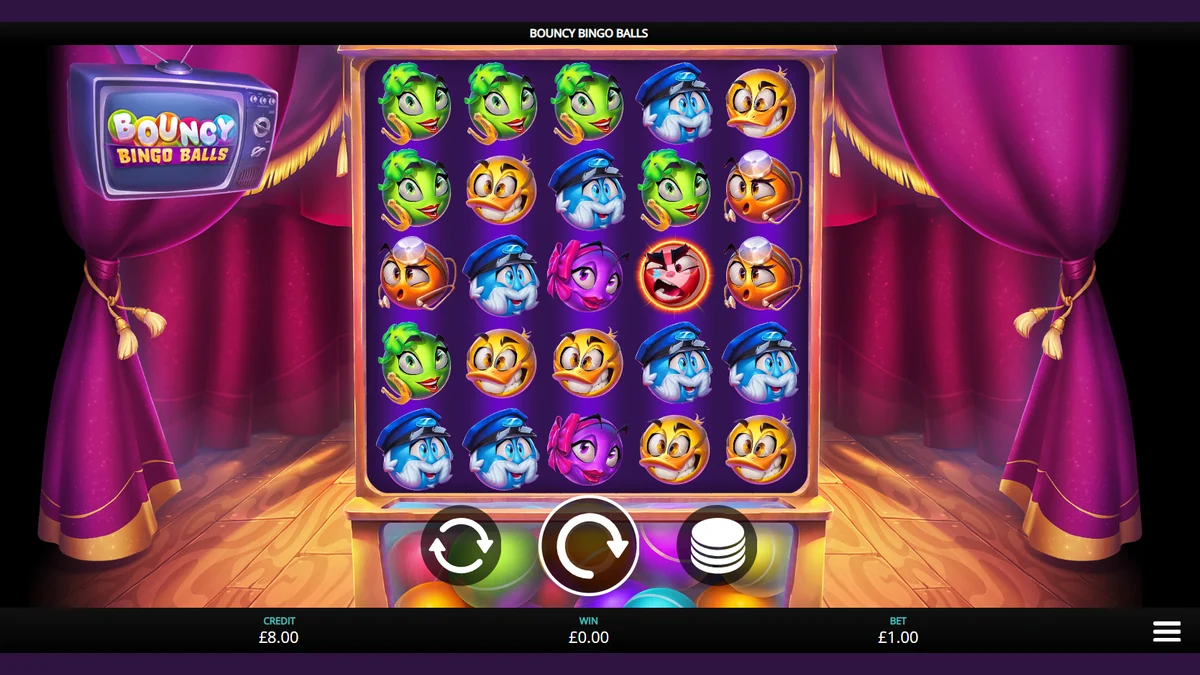 Bouncy Bingo Balls gameplay screenshot showing the reels and game interface