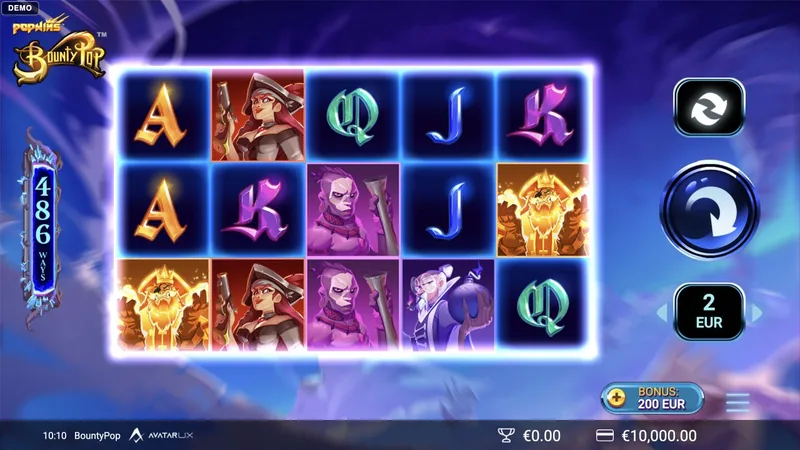 BountyPop gameplay screenshot showing the reels