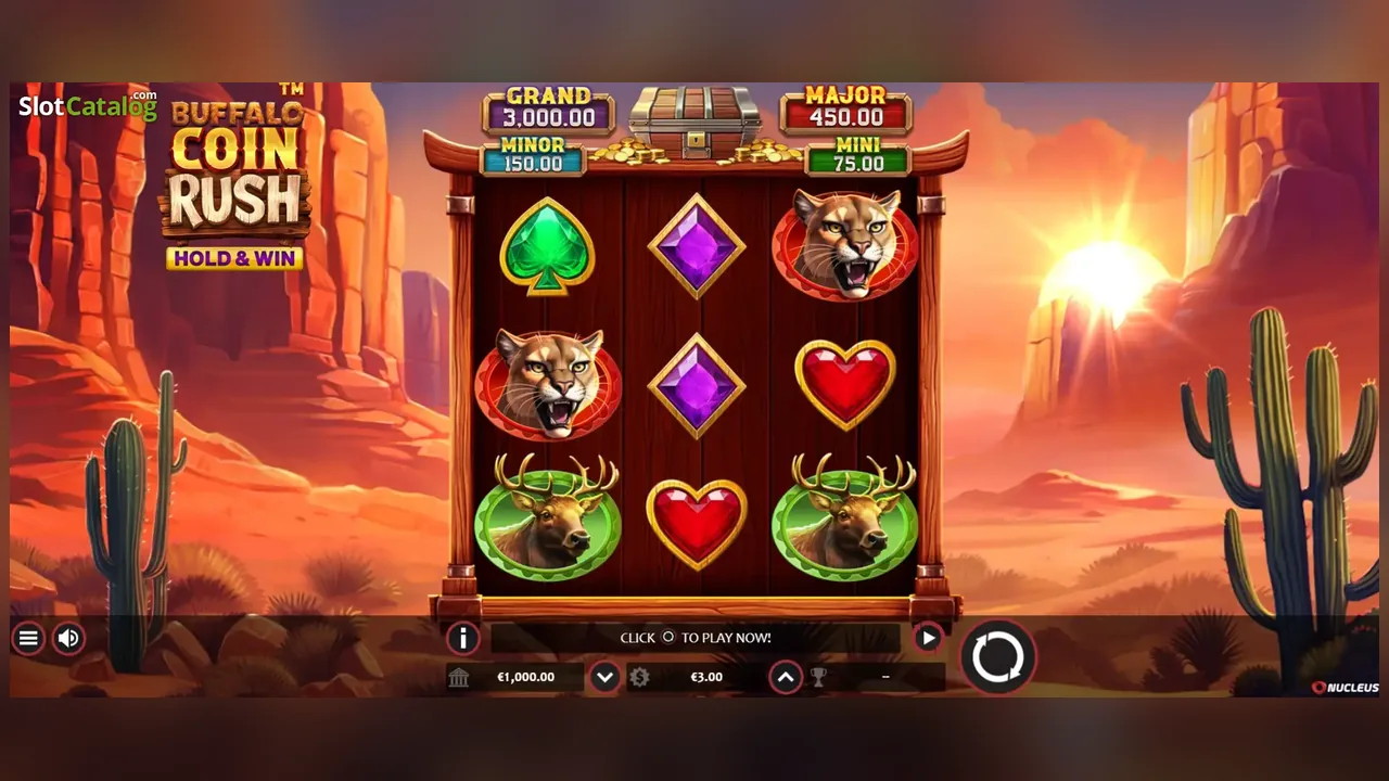 Buffalo Coin Rush Hold & Win loaded gameplay interface with reels and controls