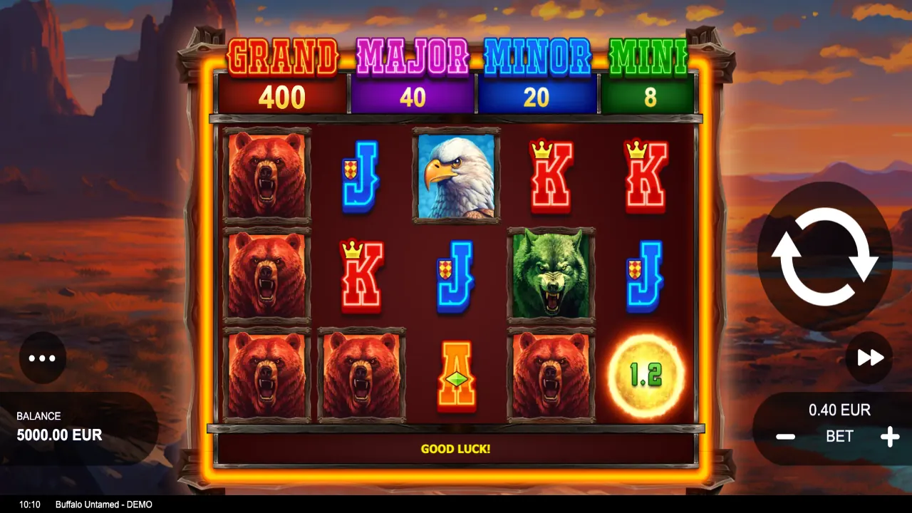 Buffalo Untamed loaded gameplay interface with active controls