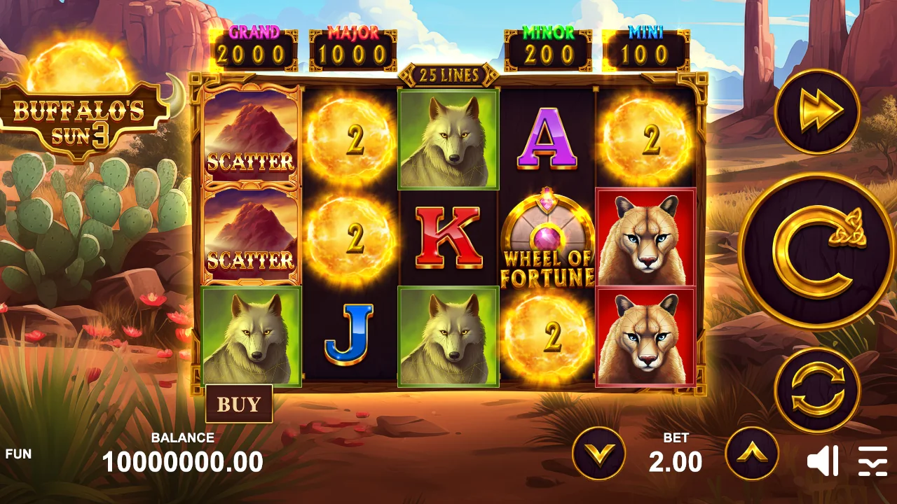 Buffalo's Sun 3 loaded gameplay interface with active controls visible