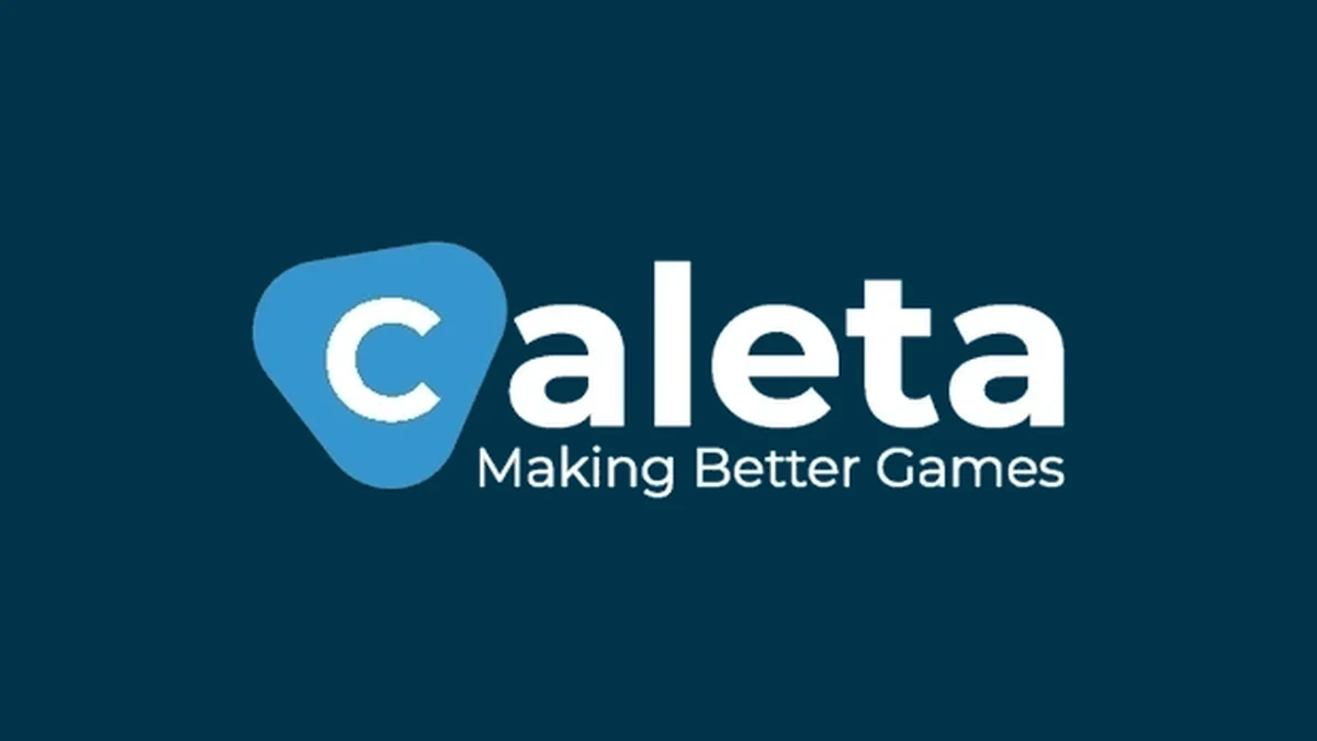 Caleta Gaming logo filling one continuous dark navy background