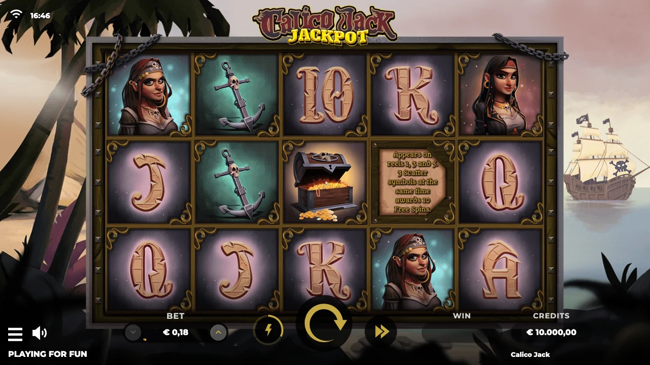 Calico Jack Jackpot loaded gameplay interface with active controls visible