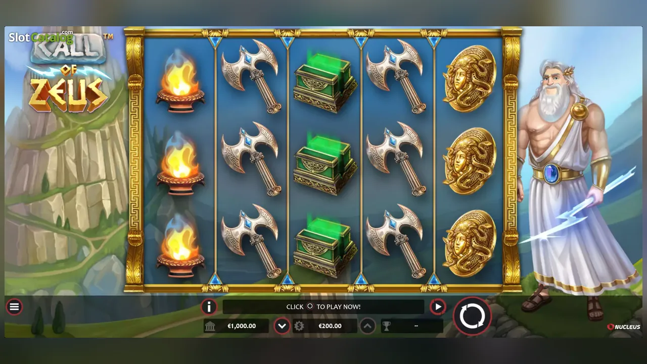 Call of Zeus loaded gameplay interface with reels and controls