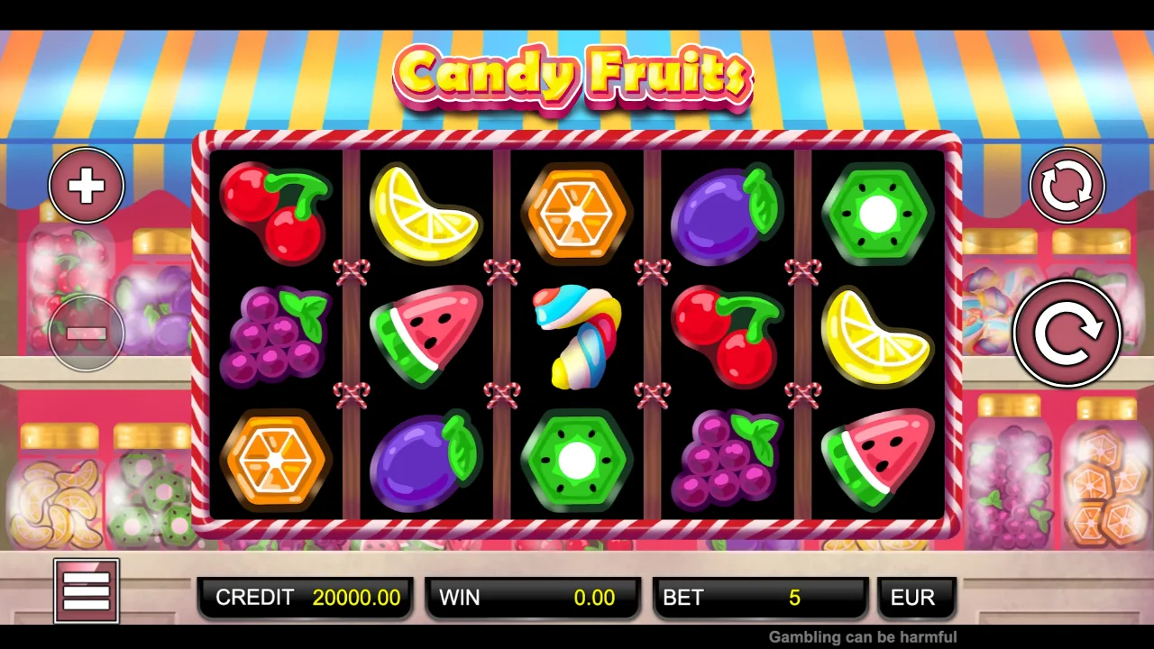 Candy Fruits loaded gameplay interface with active controls visible