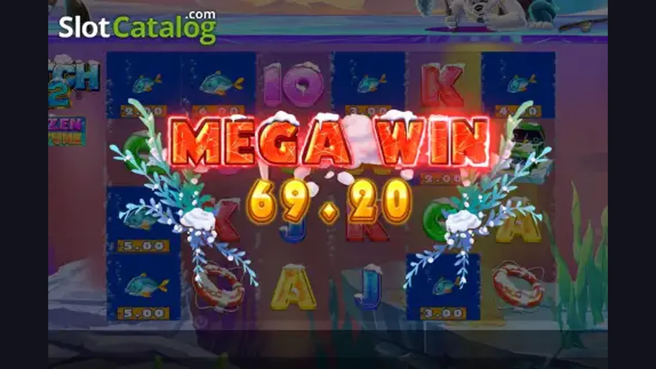 Catch 22: Frozen Fortune gameplay screenshot showing the reels and interface