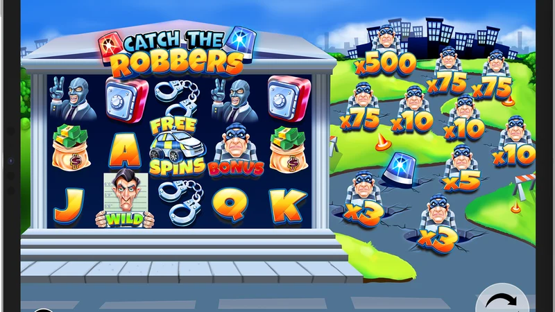 Catch The Robbers slot gameplay — crime caper themed reels