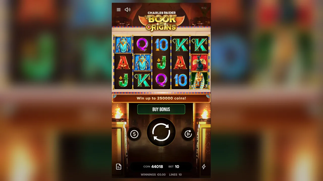 Charles Raider & The Book of Origins loaded gameplay interface with active controls