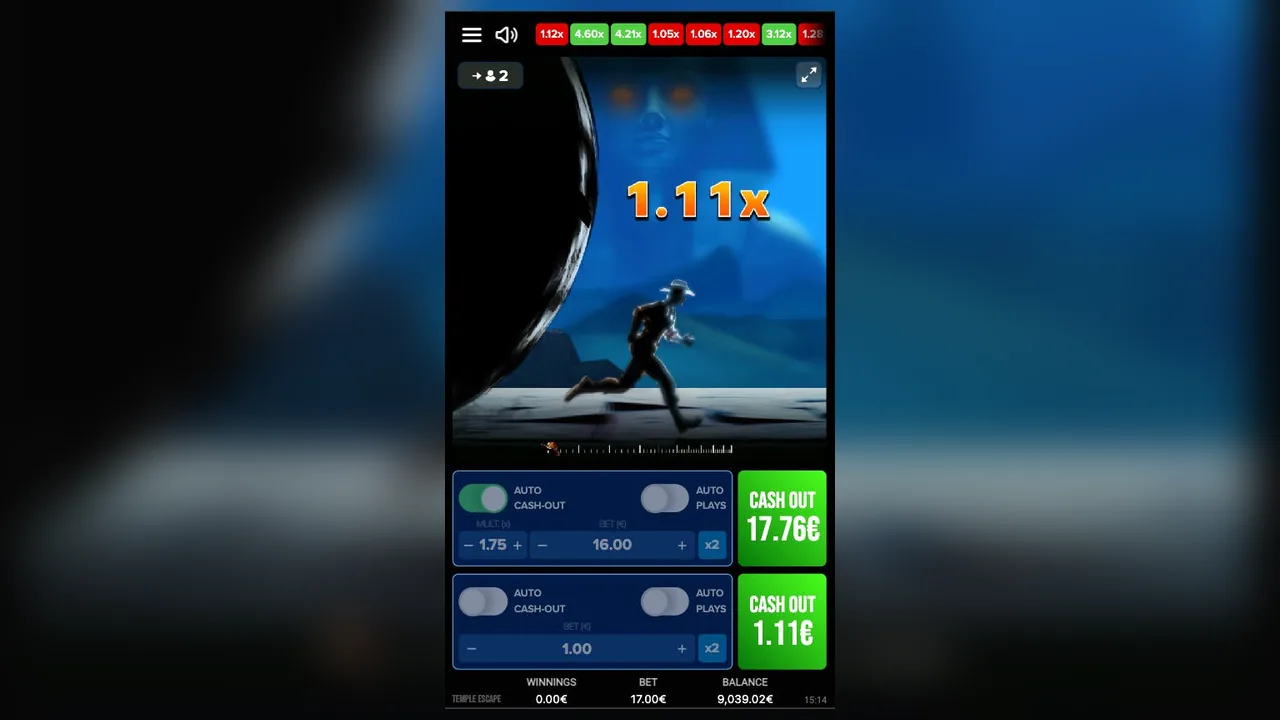 Charles Raider & The Temple Escape loaded gameplay interface with active controls