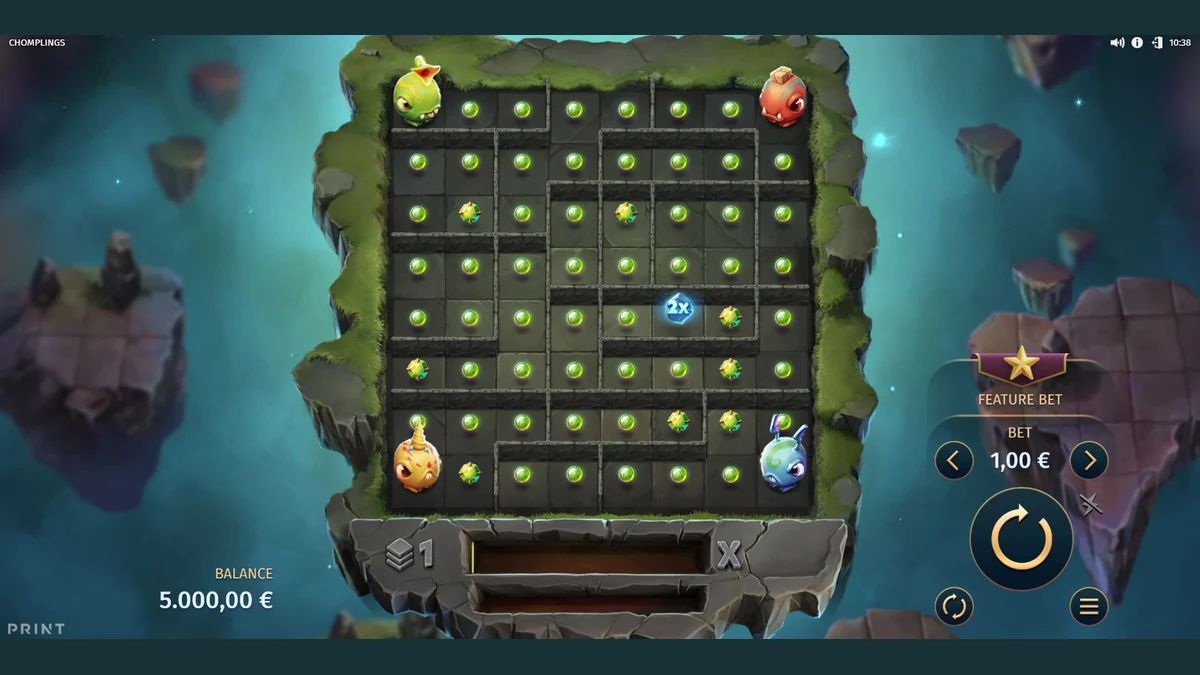 Chomplings gameplay screenshot showing the reels and game interface