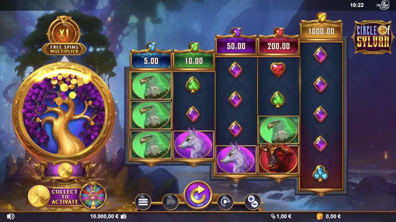 Circle of Sylvan gameplay screenshot showing the reels
