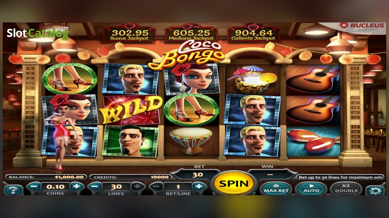 Coco Bongo loaded gameplay interface with reels and controls
