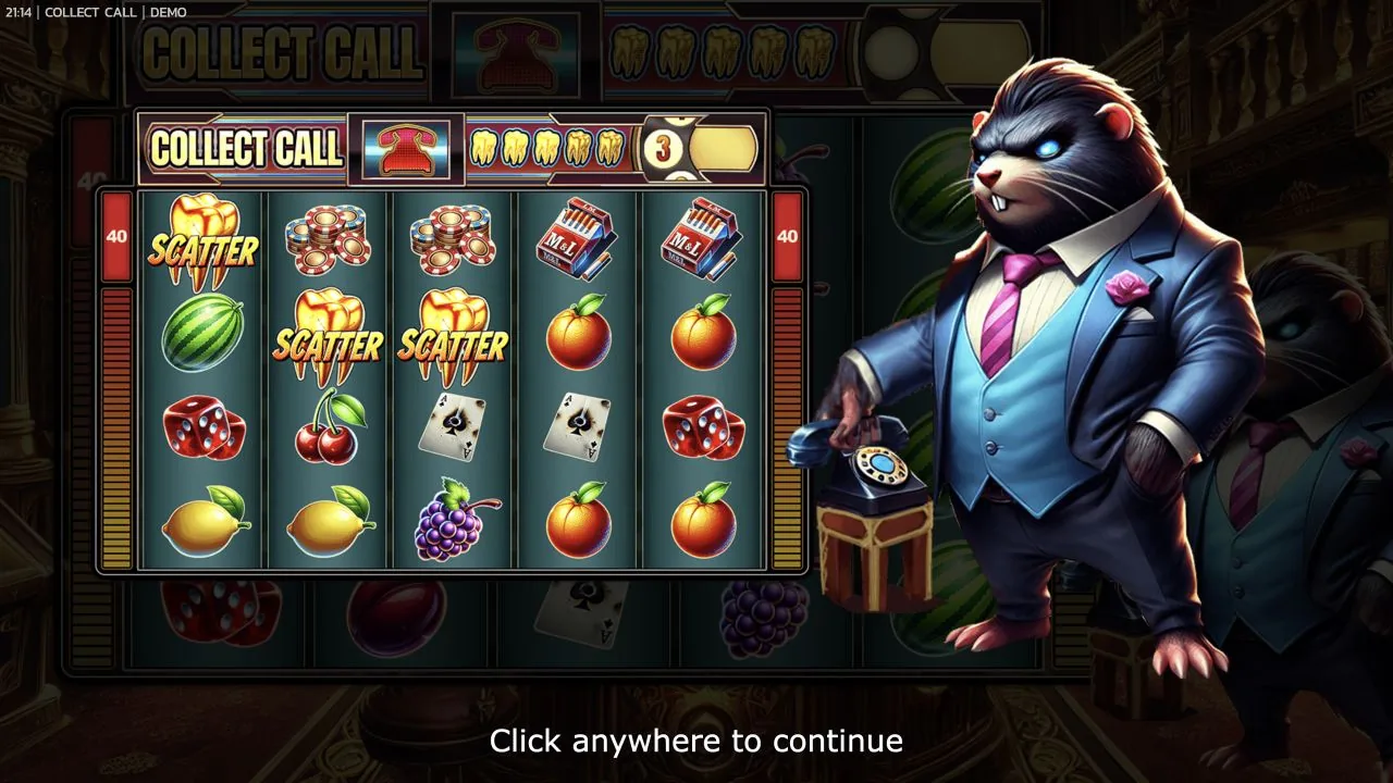 Collect Call loaded gameplay interface with reels and controls visible