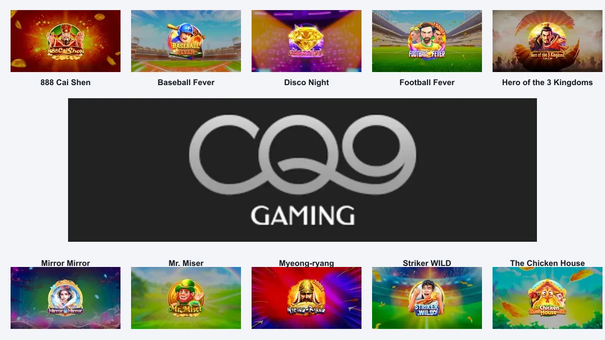 Ten CQ9 Gaming games with the CQ9 logo