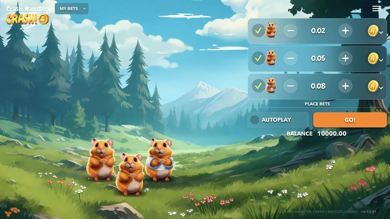 Crash, Hamster, Crash! loaded gameplay interface with controls visible