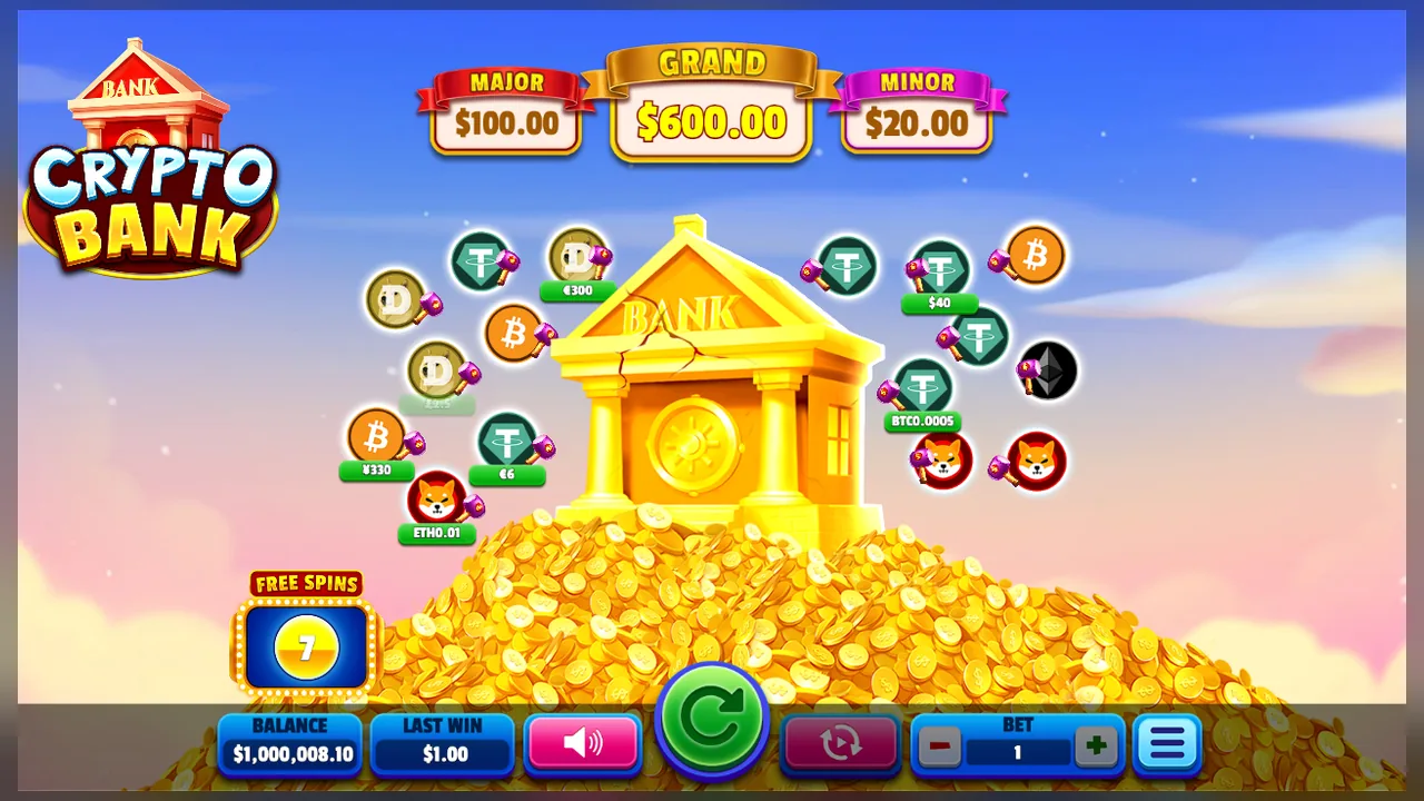Crypto Bank loaded gameplay interface with controls visible