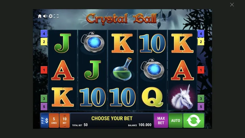 Crystal Ball gameplay screenshot showing the reels