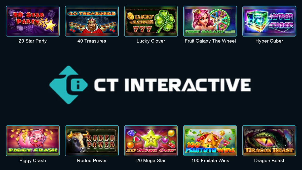 CT Interactive logo centred between ten essential CT Interactive games