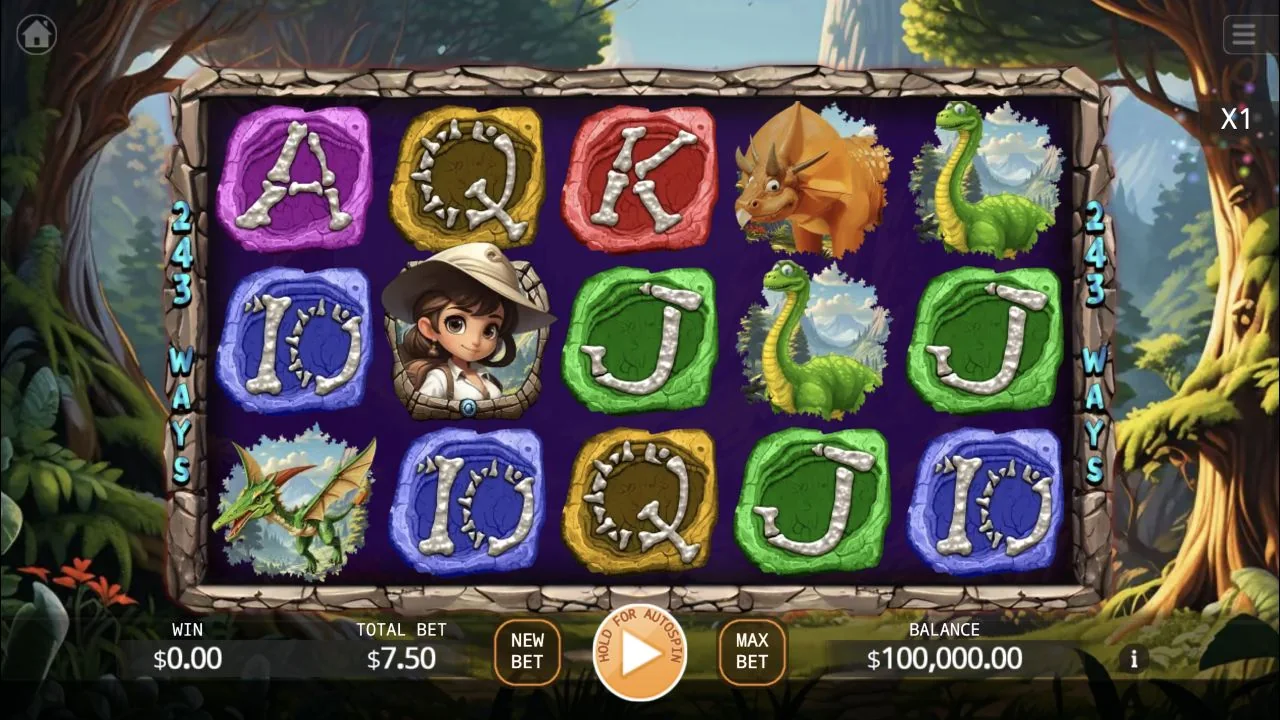 Dinosaur Park gameplay showing the full game interface