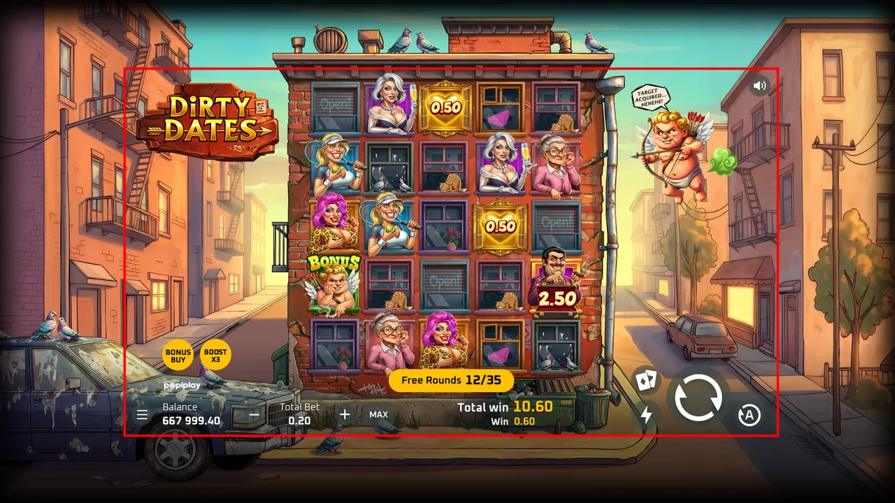 Dirty Dates official loaded gameplay interface with active controls visible