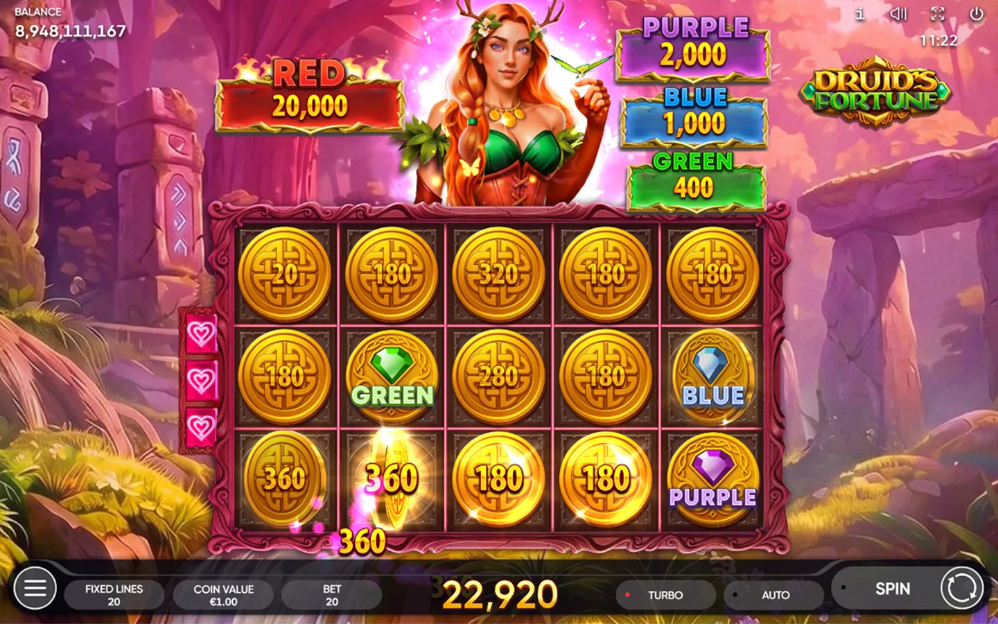 Druid’s Fortune gameplay screenshot showing the reels or game interface