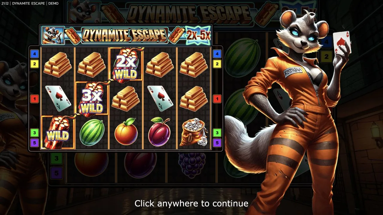 Dynamite Escape loaded gameplay interface with reels and controls visible