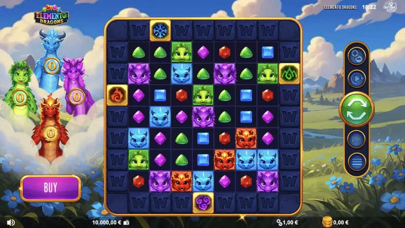 Elemento Dragons gameplay screenshot showing the reels