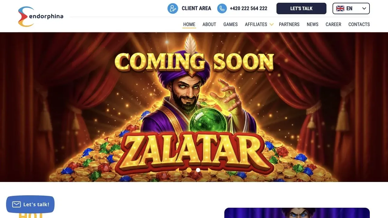 Endorphina official website and Zalatar promotion