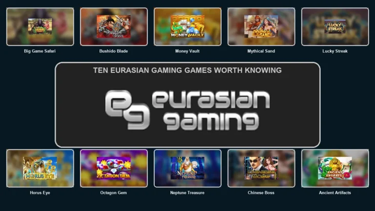Ten Eurasian Gaming games arranged around the Eurasian Gaming logo