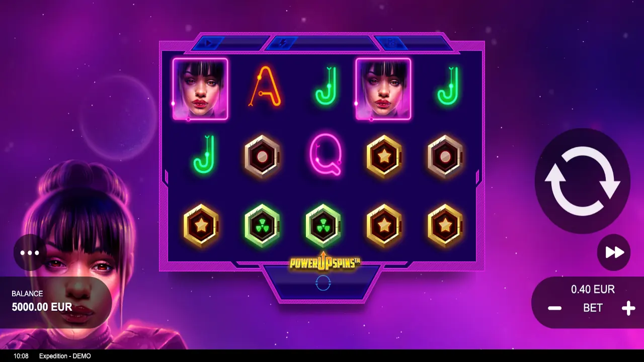 Expedition PowerupSpins loaded gameplay interface with active controls