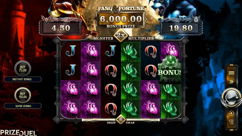 Fang & Fortune gameplay screenshot showing the reels