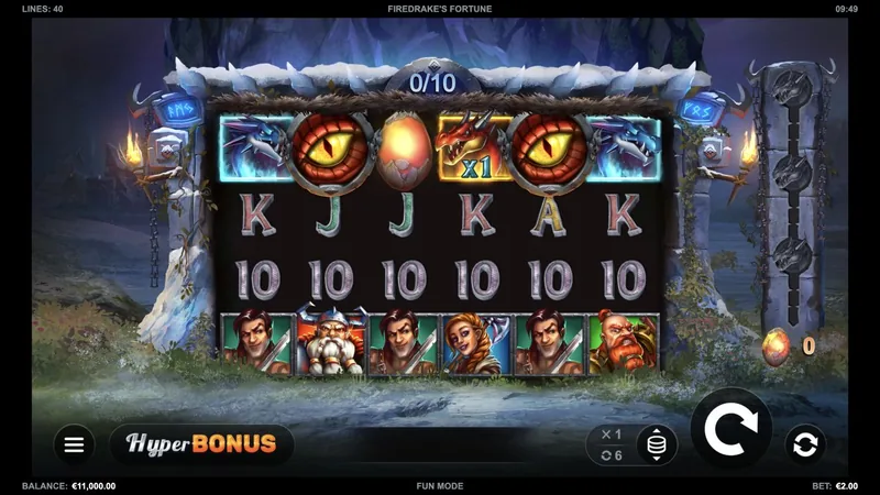 Firedrake’s Fortune gameplay screenshot showing the reels