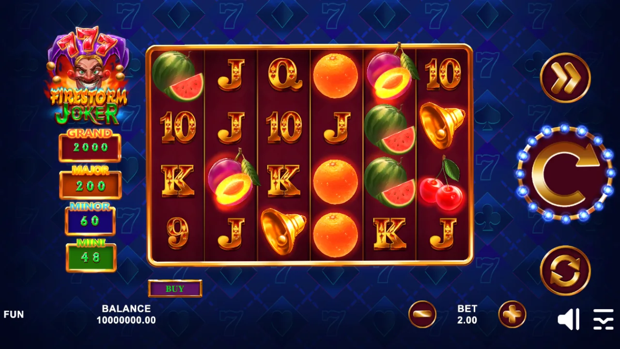 Firestorm Joker 777 loaded gameplay interface with active controls visible