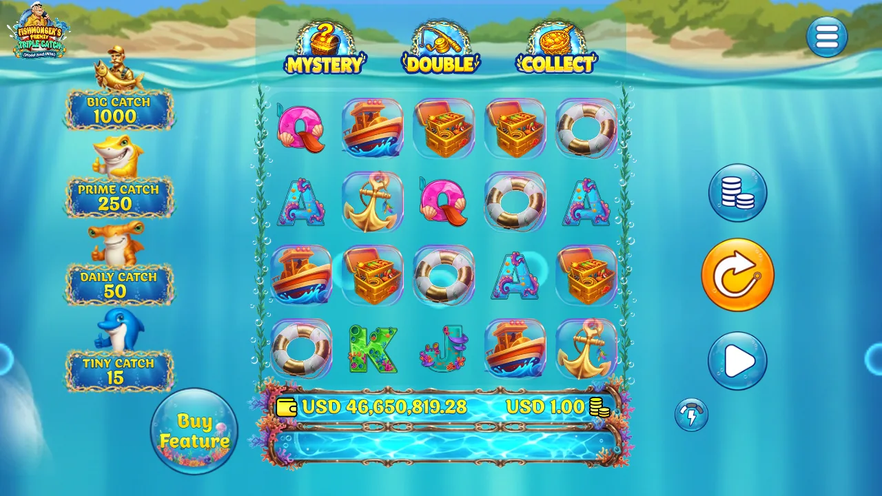 Fishmonger's Frenzy Triple Catch official loaded gameplay interface with active controls visible