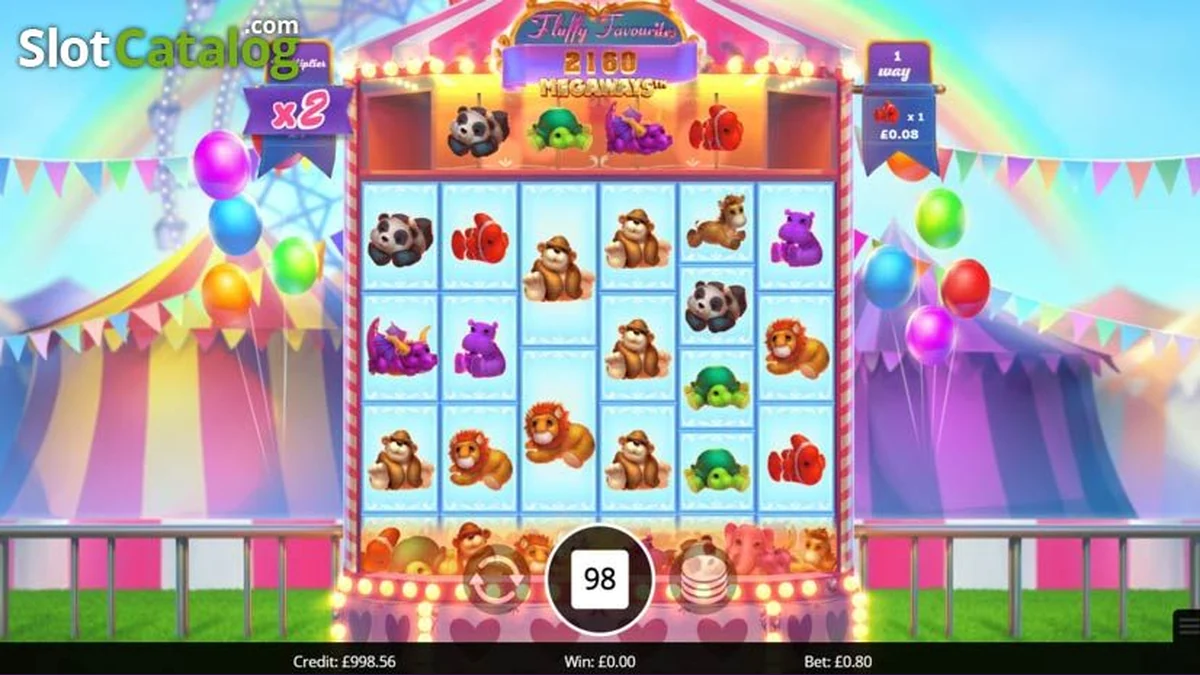 Fluffy Favourites Megaways gameplay screenshot showing the reels and game interface