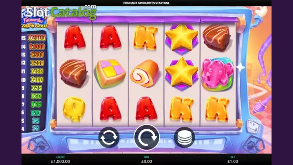 Fondant Favourites Star Trail gameplay screenshot showing the reels and game interface