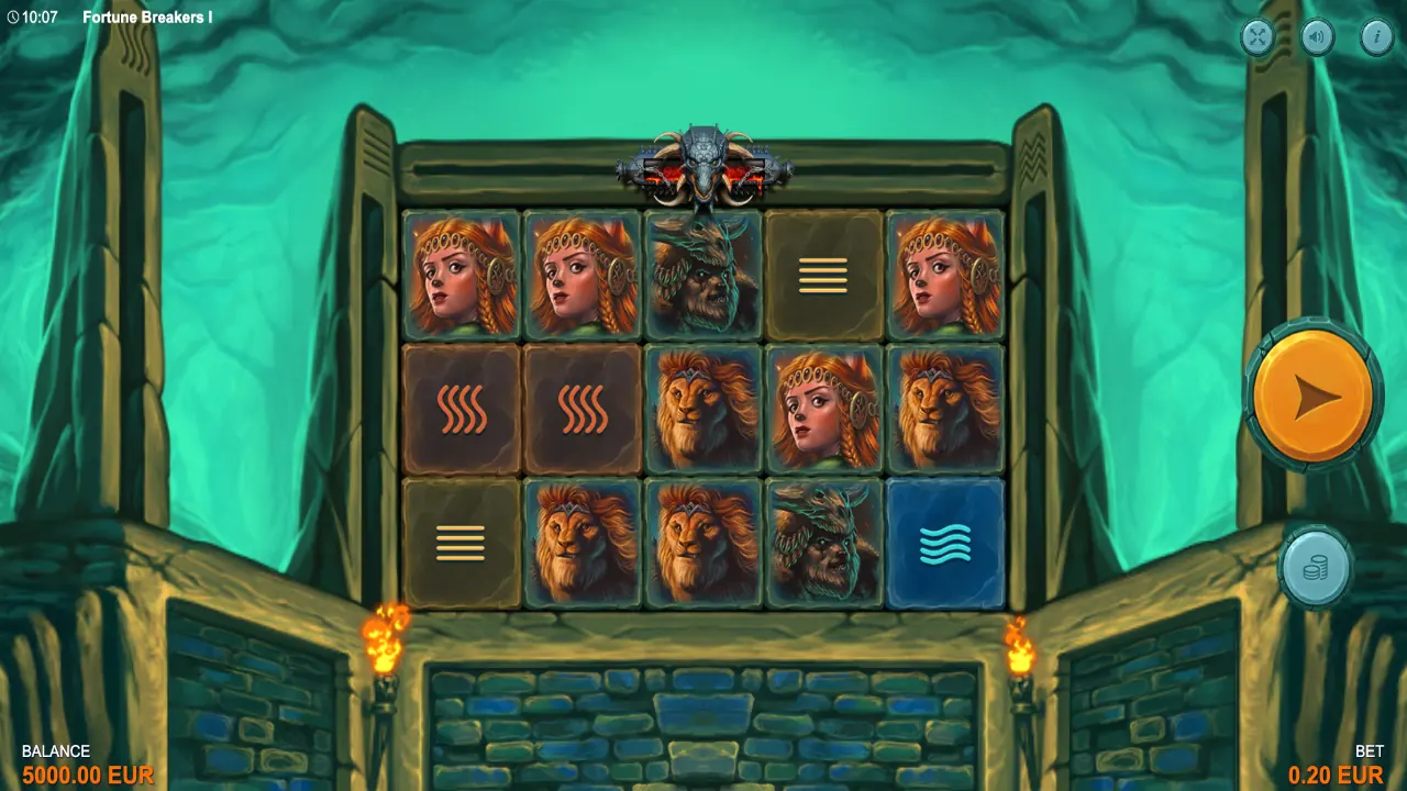 Fortune Breakers I loaded gameplay interface with active controls