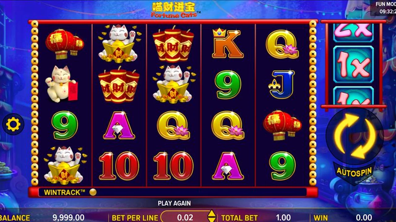 Fortune Cats loaded gameplay screen with reels and controls