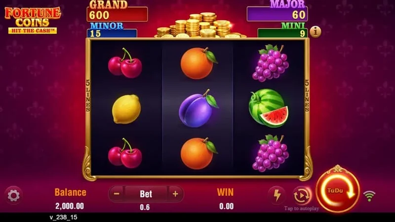 Fortune Coins slot gameplay — classic fruit jackpot reels