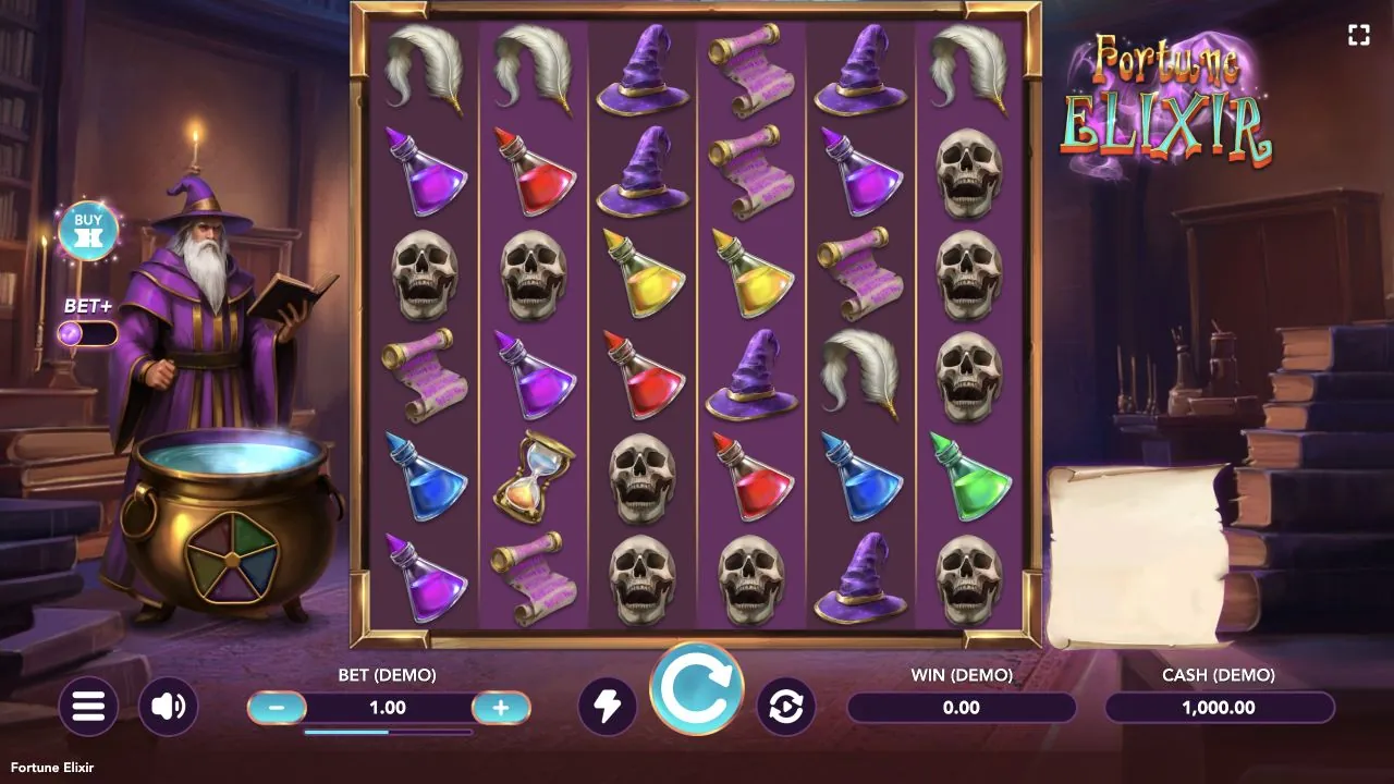 Fortune Elixir genuine loaded gameplay screen with controls visible
