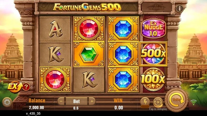 Fortune Gems 500 slot gameplay — gem collection reels