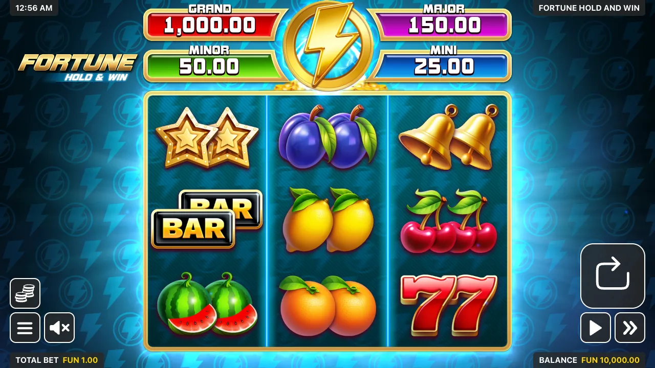 Fortune Hold & Win official loaded gameplay interface with active controls visible