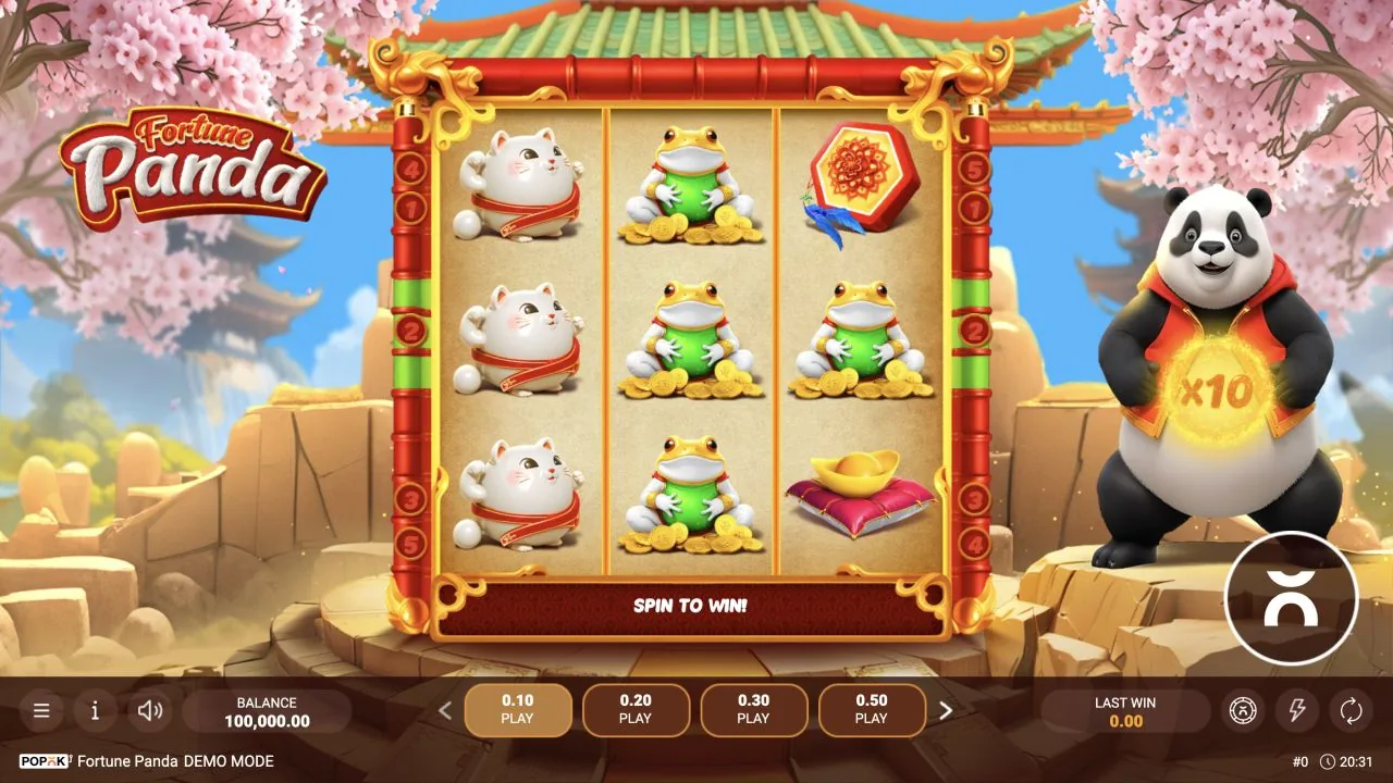 Fortune Panda loaded gameplay interface with the game controls visible