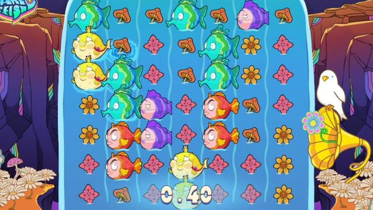 Freaked Out Fish gameplay showing reels and controls