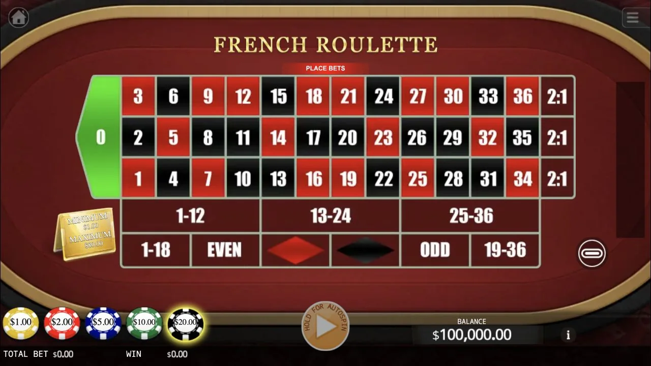 French Roulette gameplay showing the full game interface