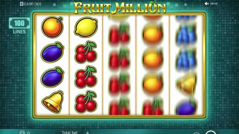 Fruit Million slot gameplay — classic fruit reels across 100 lines