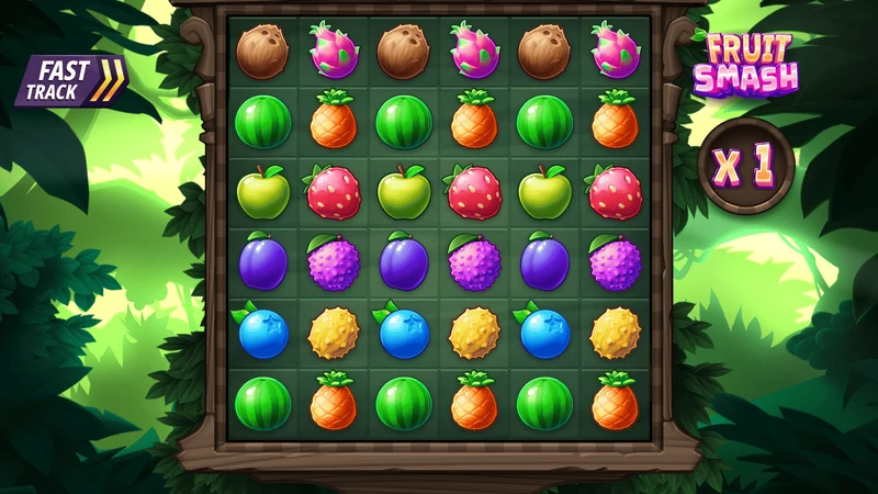 Fruit Smash slot gameplay — fruit cluster grid